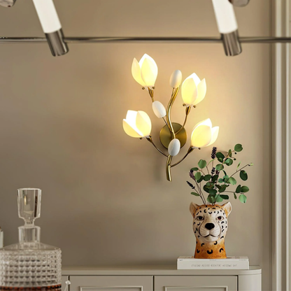 Lámpara de Pared con Flor de Cerámica para Ambiente Acogedor