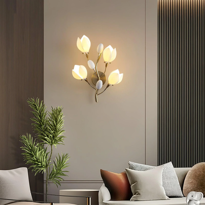 Lámpara de Pared con Flor de Cerámica para Ambiente Acogedor