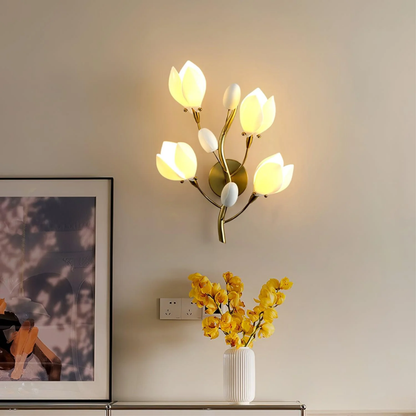 Lámpara de Pared con Flor de Cerámica para Ambiente Acogedor