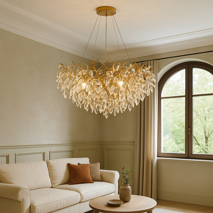 lustrous round crystal chandelier for a touch of elegance