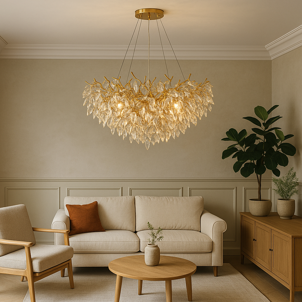 lustrous round crystal chandelier for a touch of elegance