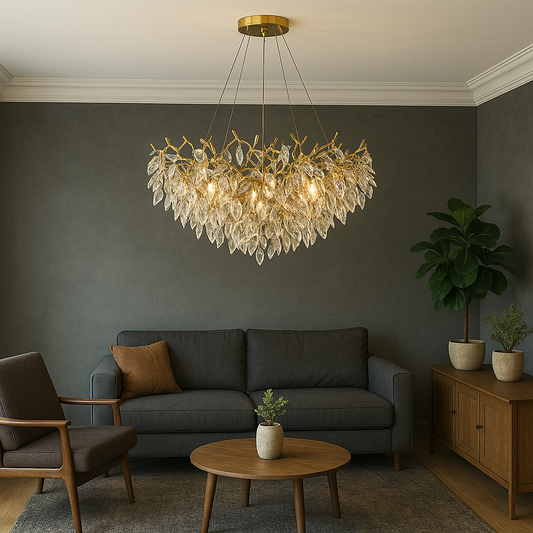 lustrous round crystal chandelier for a touch of elegance