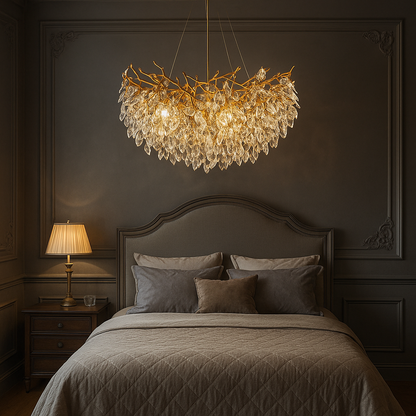 lustrous round crystal chandelier for a touch of elegance