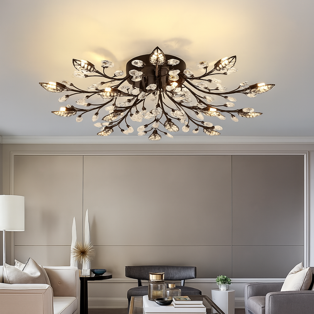 Lustre de plafond en cristal de luxe
