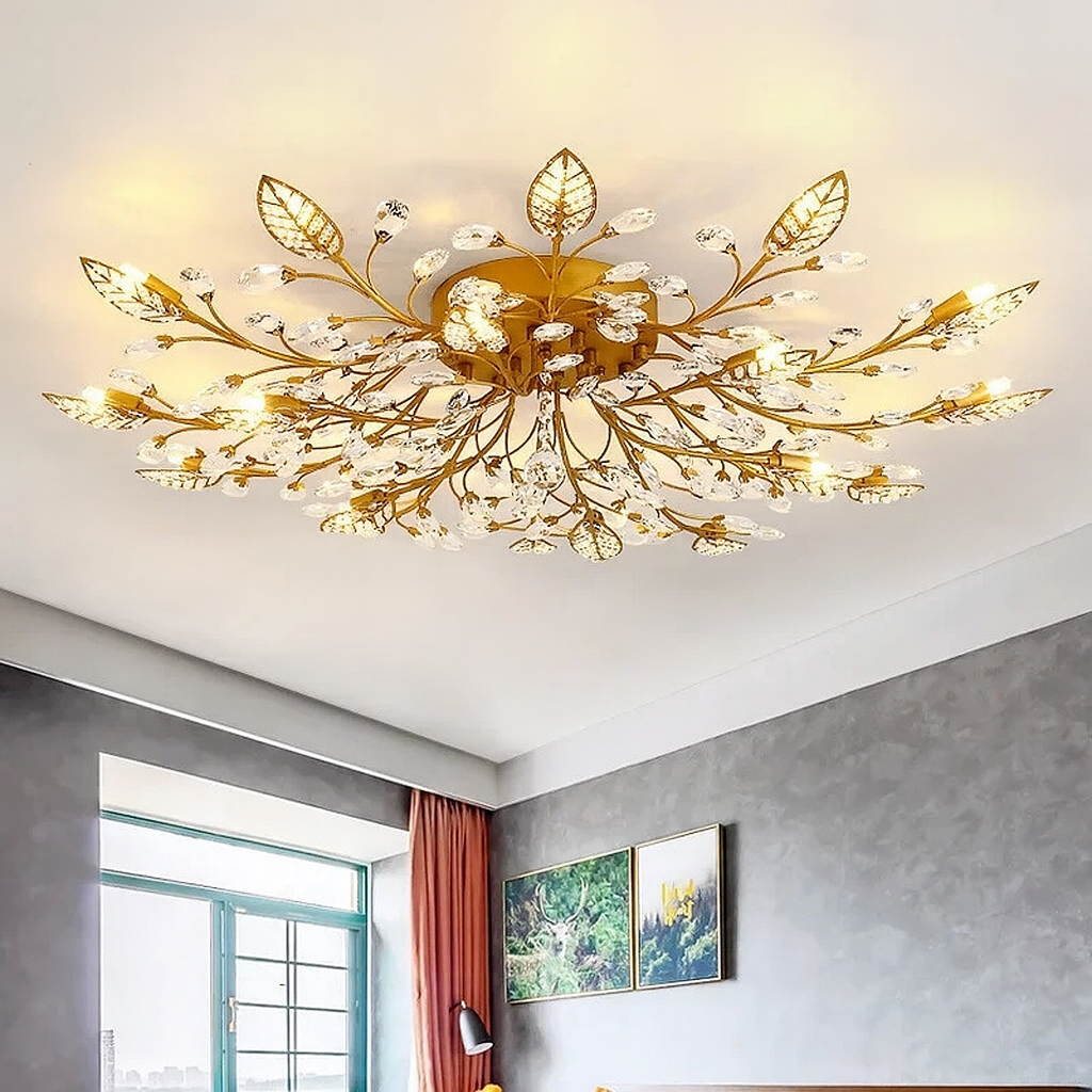 Lustre de plafond en cristal de luxe