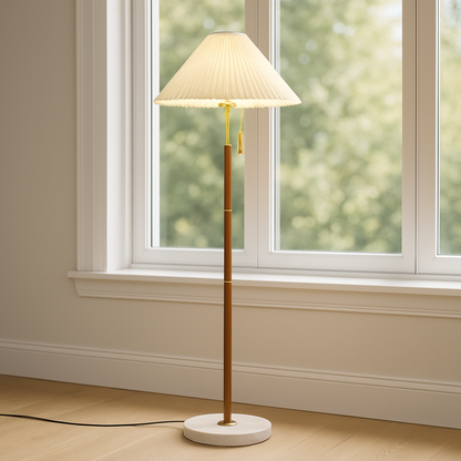 Yrus Vintage Holzfußbodenlampe – Eleganter Retro-Akzent für Ihr Zuhause