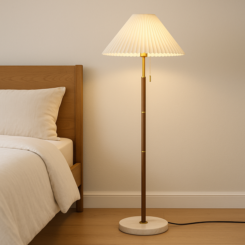 Yrus Vintage Holzfußbodenlampe – Eleganter Retro-Akzent für Ihr Zuhause