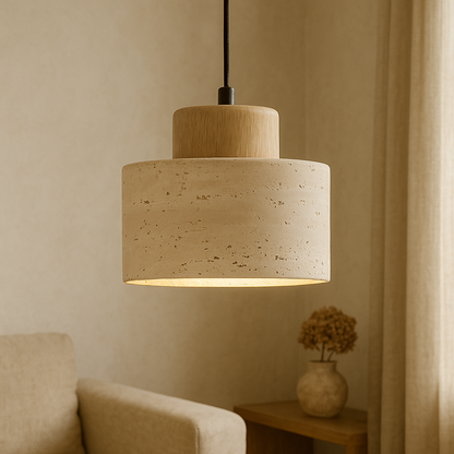 Lámpara de Péndulo de Piedra de Travertino con Diseño Elegante