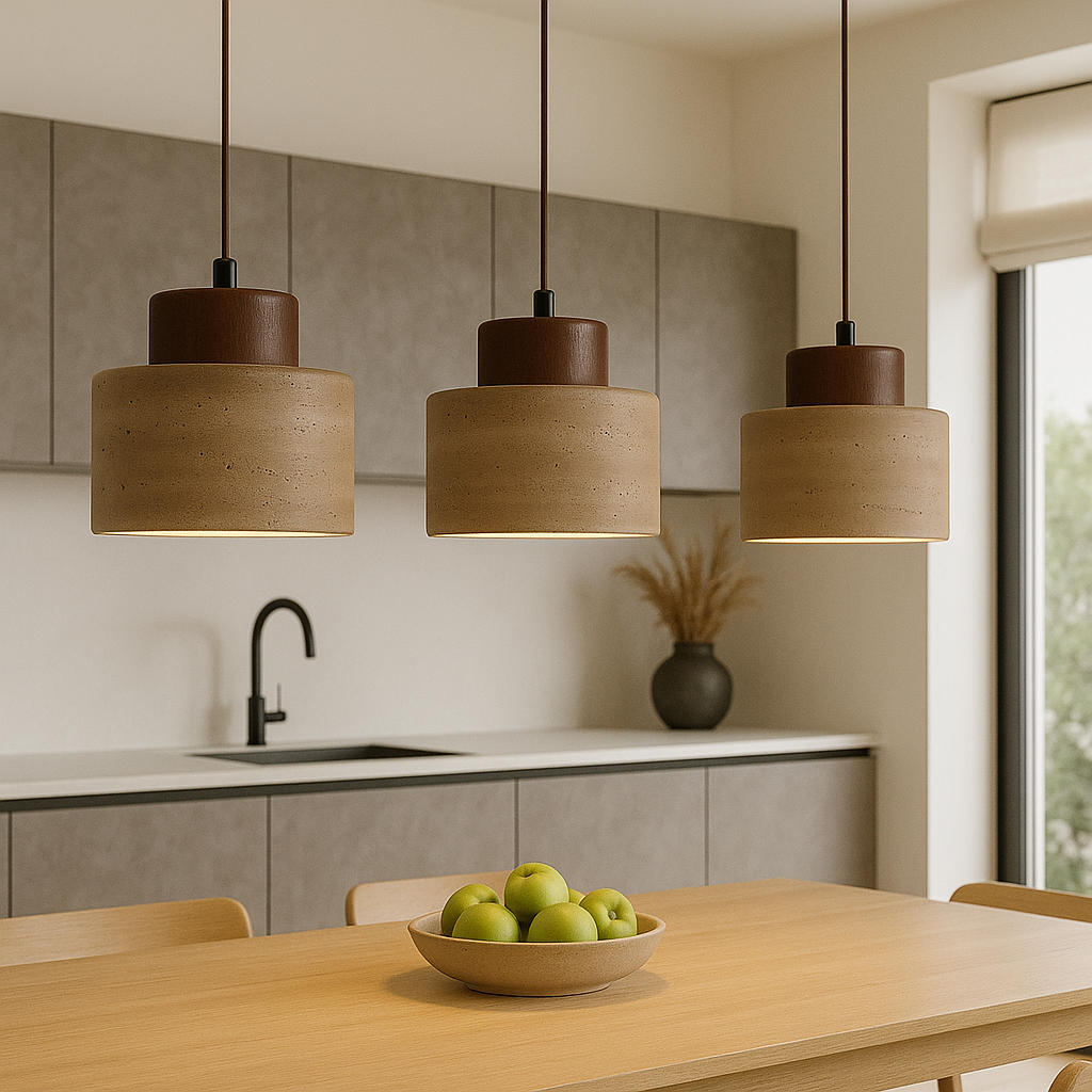 Lámpara de Péndulo de Piedra de Travertino con Diseño Elegante