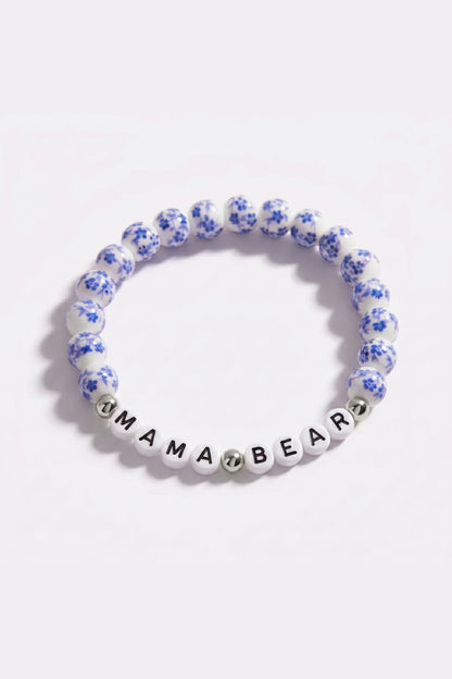 Blue Porcelain Floral Beaded Bracelet for Mom & Grandma