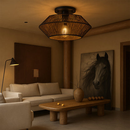 Handwoven Bamboo Ceiling Light