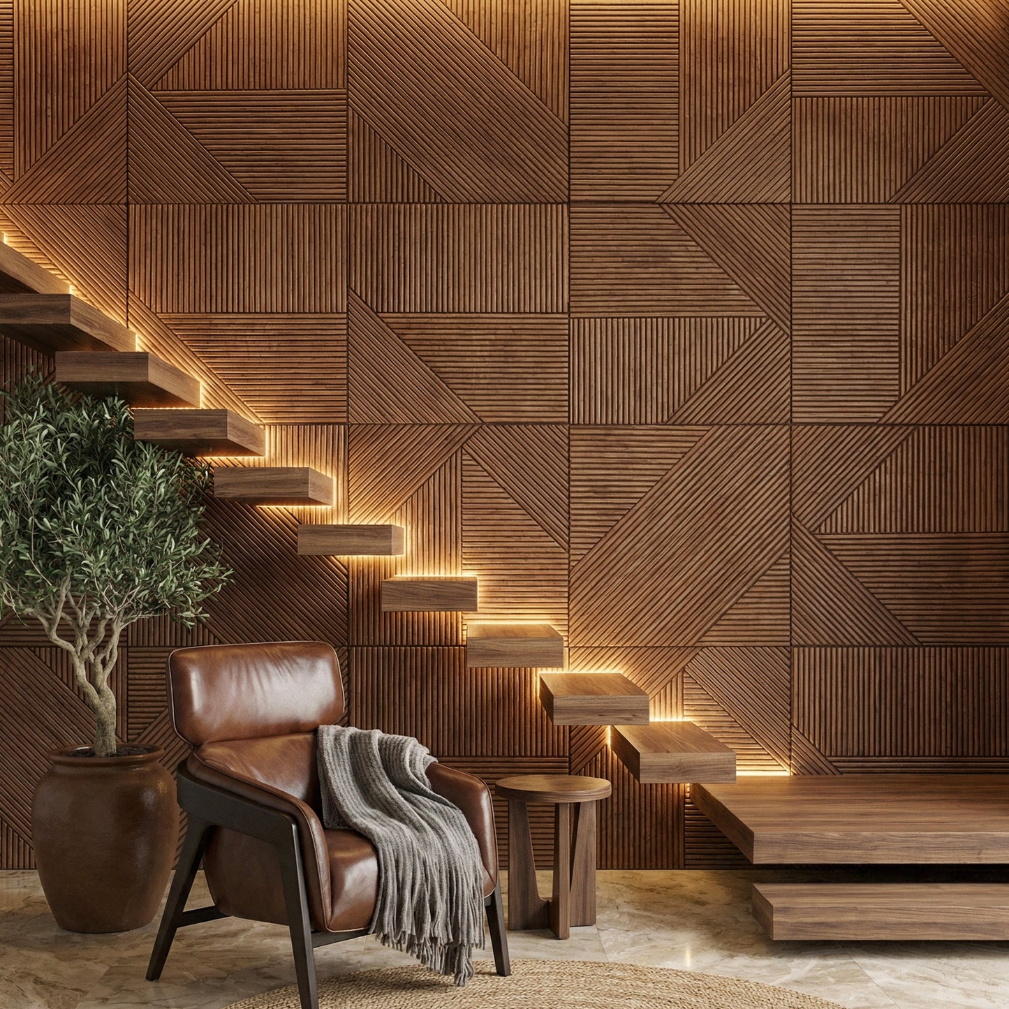 Euclid Wooden Wall Panel — Modern Geometric Accent for Your Walls