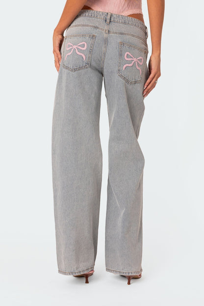 Emma | Oversized Jeans met strikjes