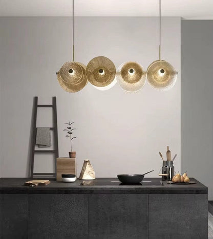 Round Gold Glass Chandelier