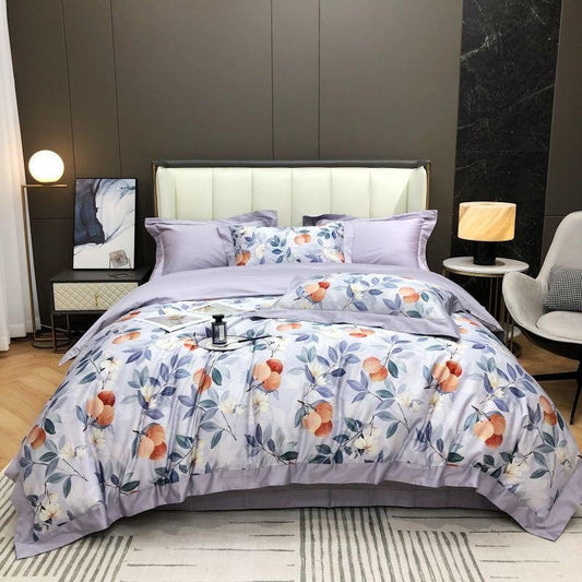 Lavender Bloom Duvet Cover Set (Long-Staple Sateen Cotton)