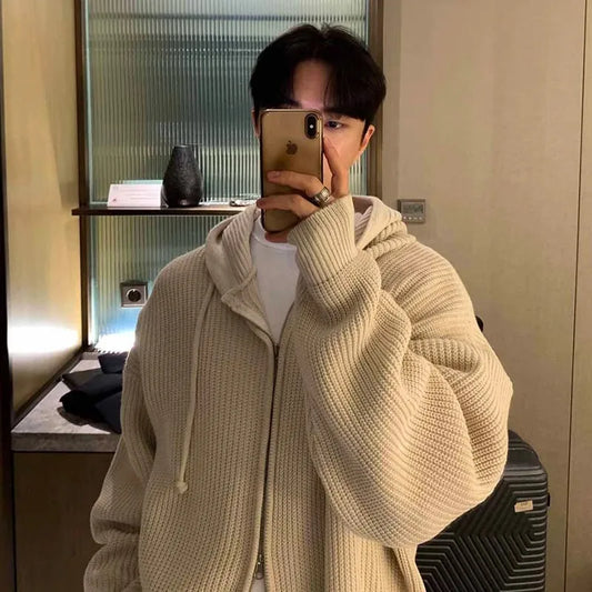 Clothing Manufacturer Customized Logo Oem & Odm Zipper Sweater Mens Cardigan Hoodie Sweater Embroidery Knit Sweater