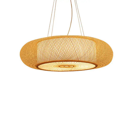 Japandi Rattan and Iron LED Chandelier