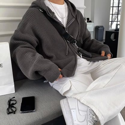 Clothing Manufacturer Customized Logo Oem & Odm Zipper Sweater Mens Cardigan Hoodie Sweater Embroidery Knit Sweater
