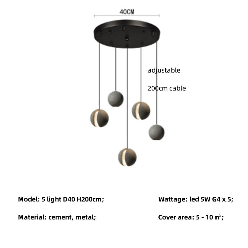 Sphered Cement Pendant Light