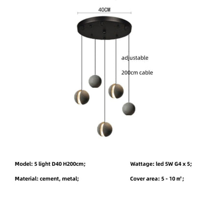 Sphered Cement Pendant Light