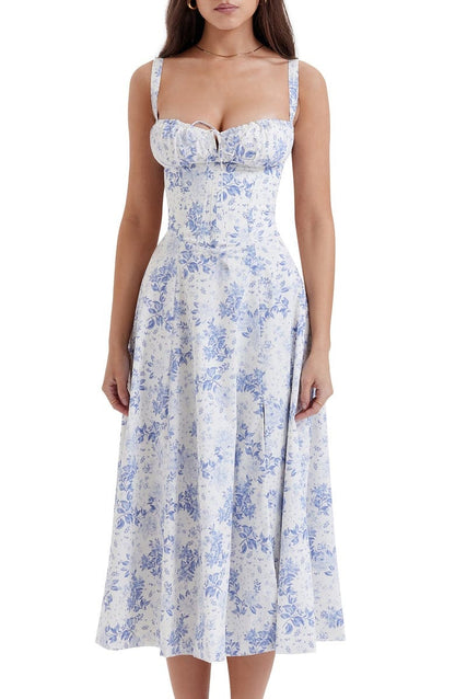 Floral Bustier Midriff Taille Shaper Kleid