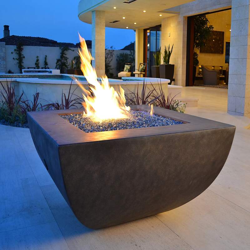 HPC Fire Phoenix Trough Hammered Copper Gas Fire Bowl