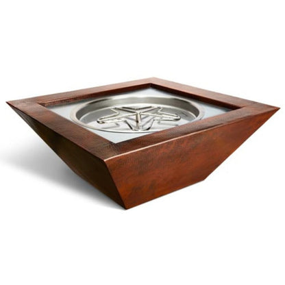 HPC Fire Sedona Hammered Copper Square Gas Fire Bowl