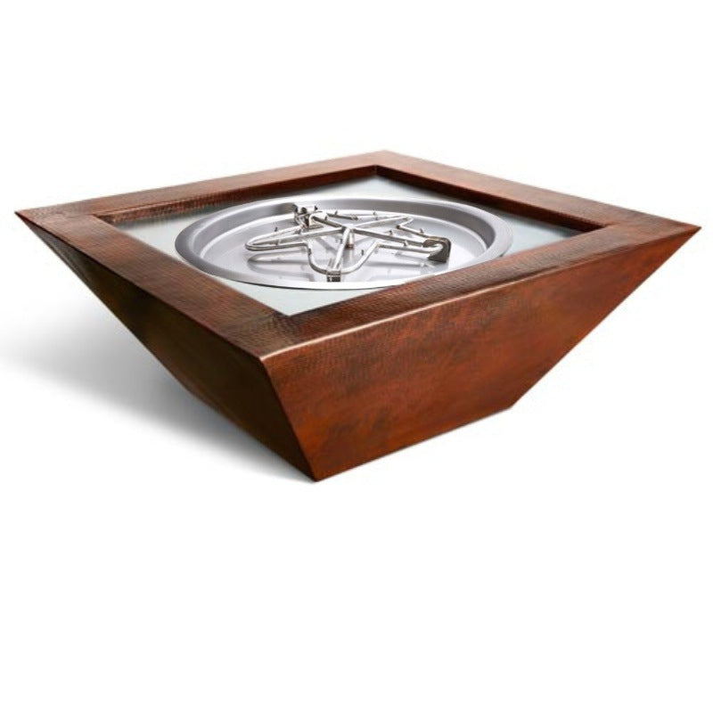 HPC Fire Sedona Hammered Copper Square Gas Fire Bowl