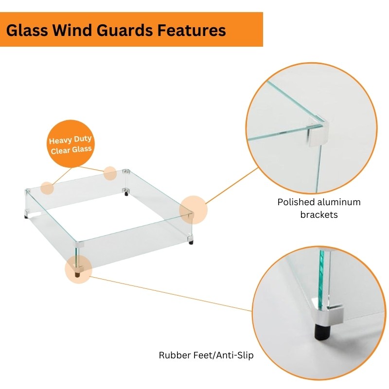 HPC Fire Square Glass Wind Guards