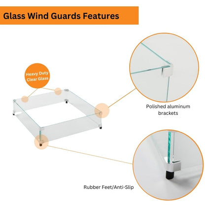 HPC Fire Square Glass Wind Guards