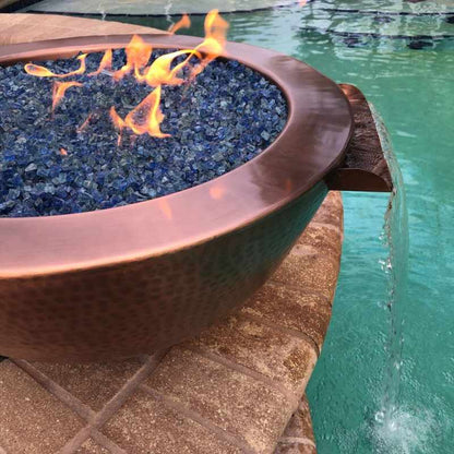 HPC Fire Tempe Hammered Copper Gas Fire and Water Bowl