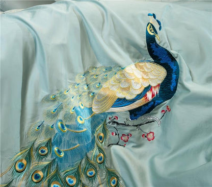 Peacock Rue Teal Duvet Cover Set (Long-staple Sateen Cotton)