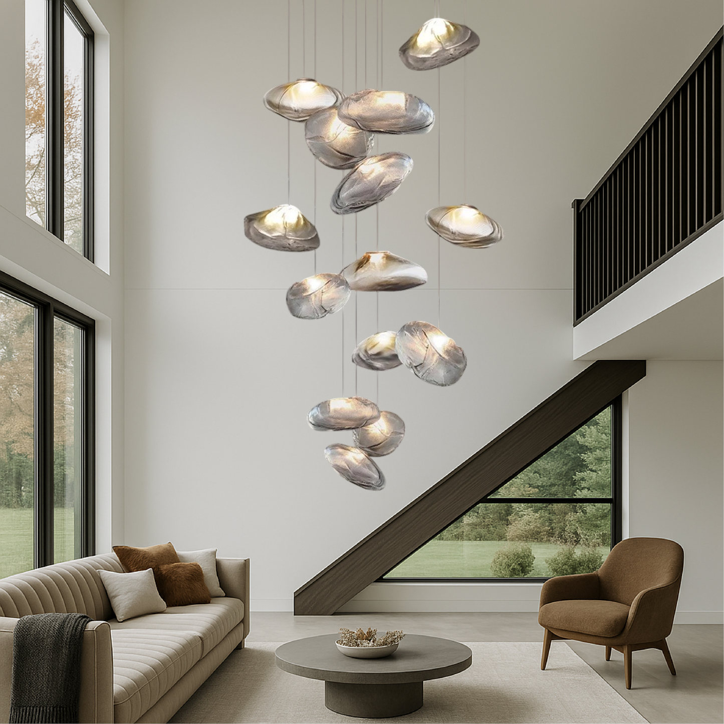 Lustre en Verre Nordique pour Villa - Élégance Scandinave
