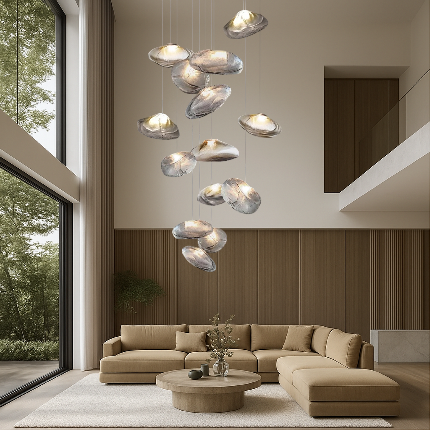 Lustre en Verre Nordique pour Villa - Élégance Scandinave