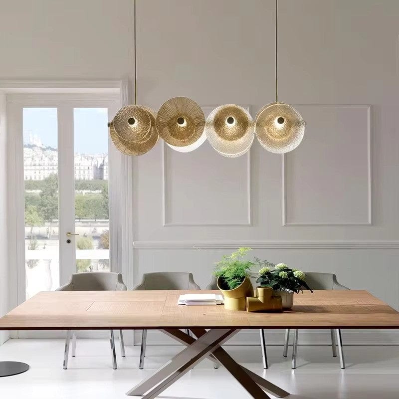 Round Gold Glass Chandelier