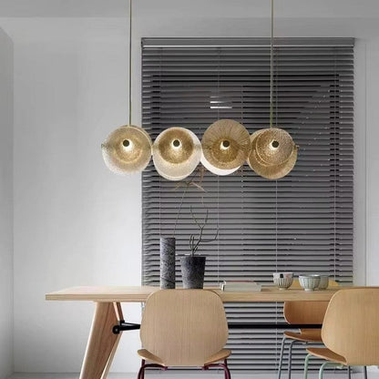 Round Gold Glass Chandelier