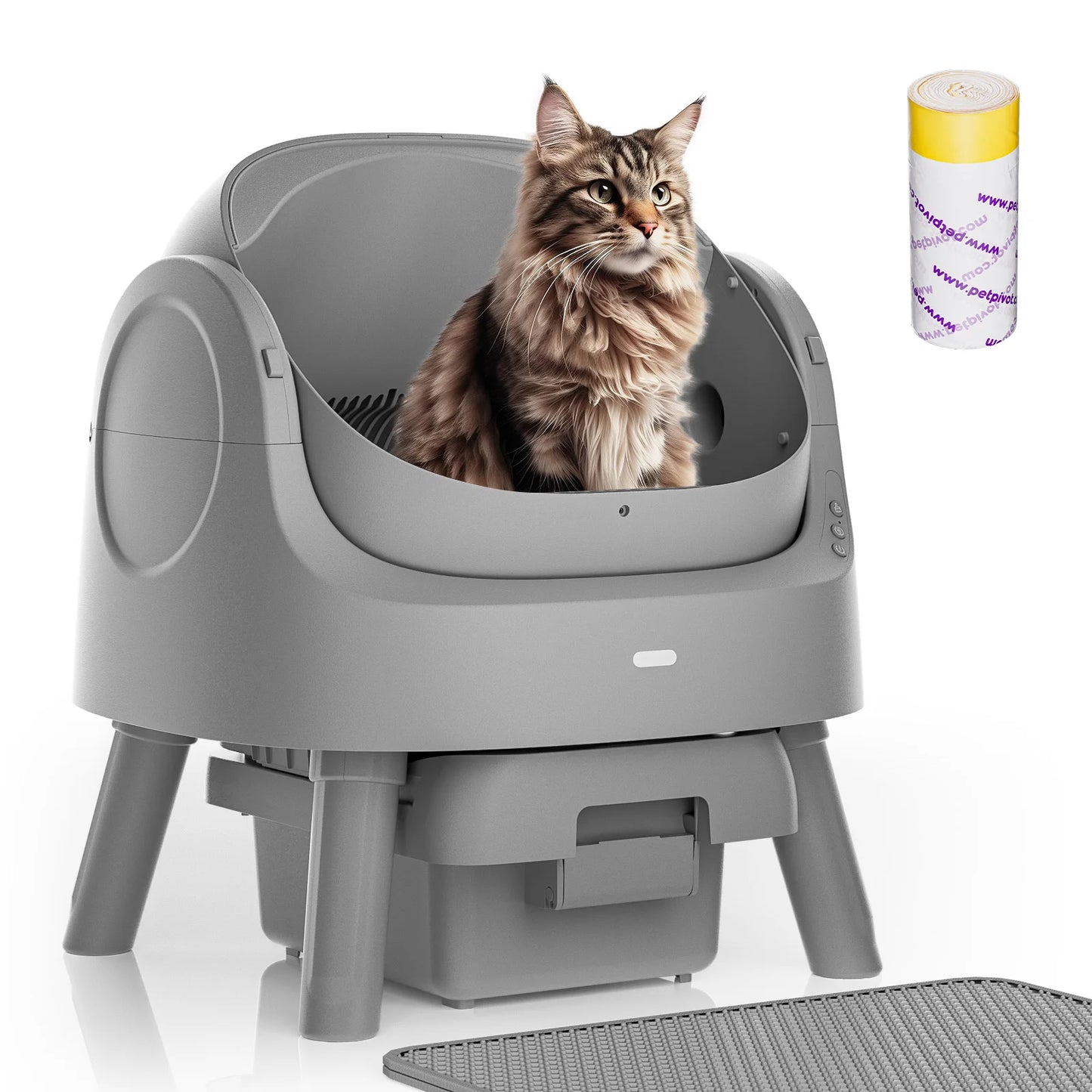 Hot Sale Gray Automatic Cat Litter Box PetPivot AutoScooper 11 for Large Multiple Cats