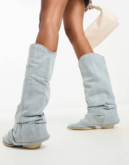 Oriana - Knielange Denim Laarzen
