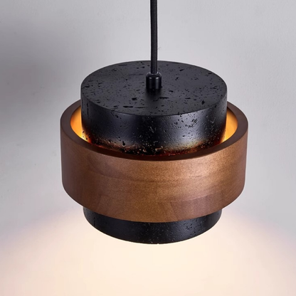 Lampada a sospensione in travertino nero elegante e raffinata
