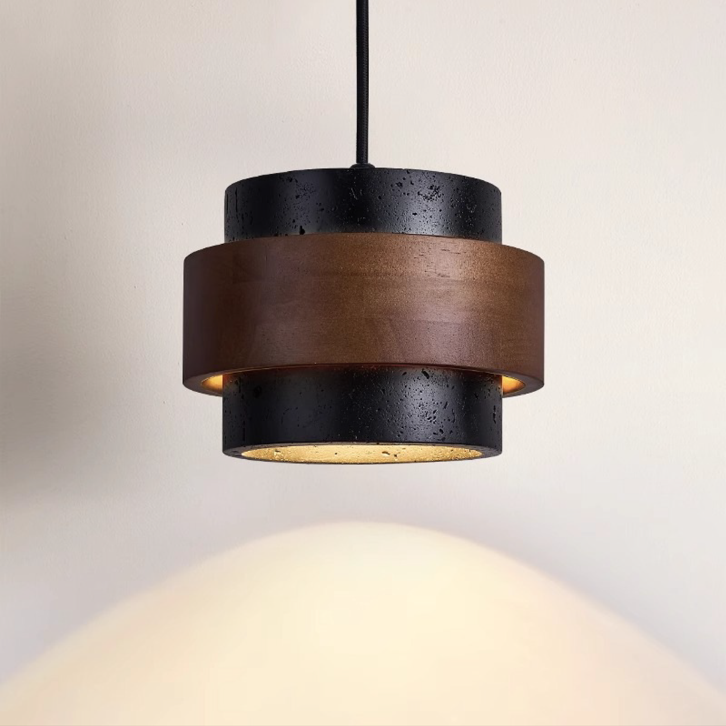 Black Travertine Pendant Light - Sleek Modern Stone Pendant Fixture