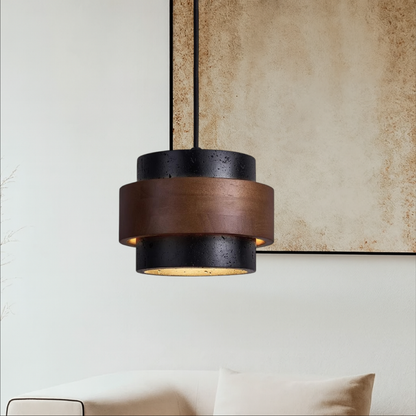 Lampada a sospensione in travertino nero elegante e raffinata