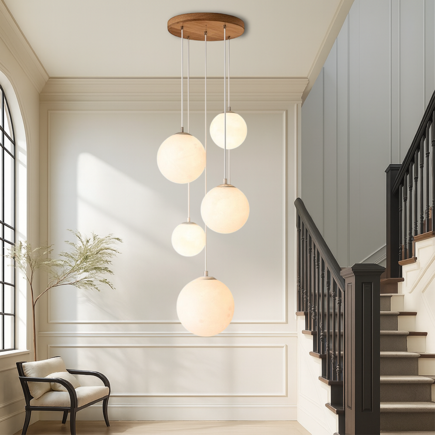 Nordic Moonlamp Staircase Chandelier — Elegant Modern Lighting for Your Stairwell