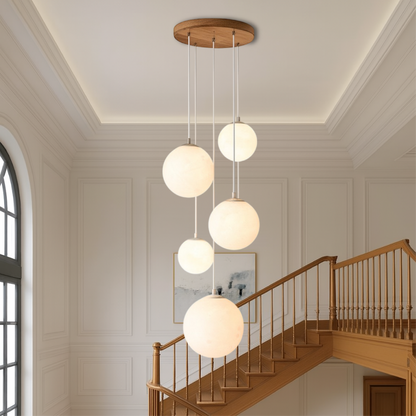 Nordic Moonlamp Staircase Chandelier — Elegant Modern Lighting for Your Stairwell