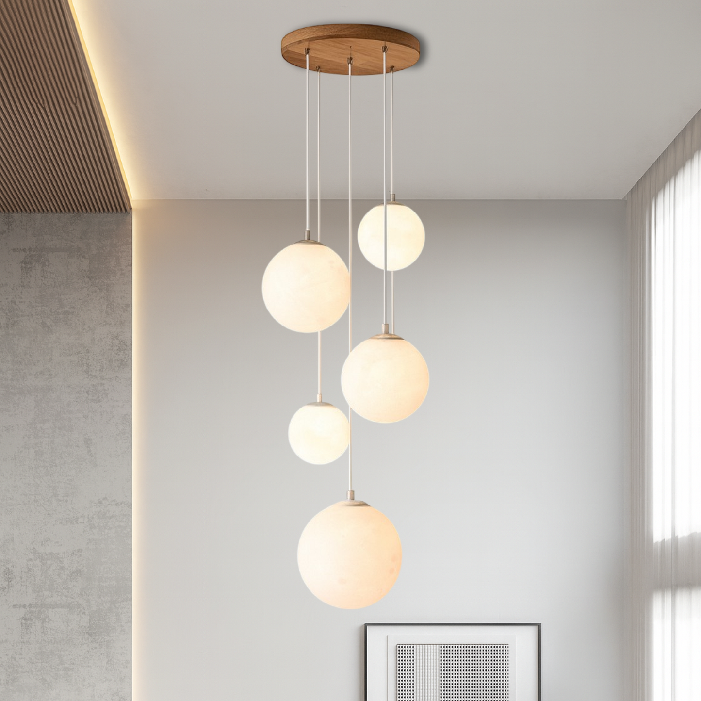 Nordic Moonlamp Staircase Chandelier — Elegant Modern Lighting for Your Stairwell