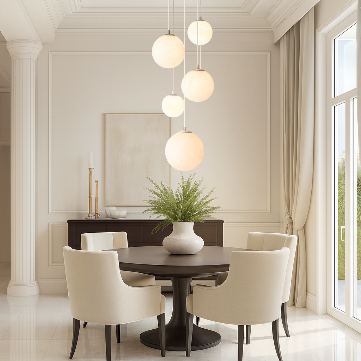 Lámpara de Luna Nórdica con Cascada de Luz y Diseño de Escalera