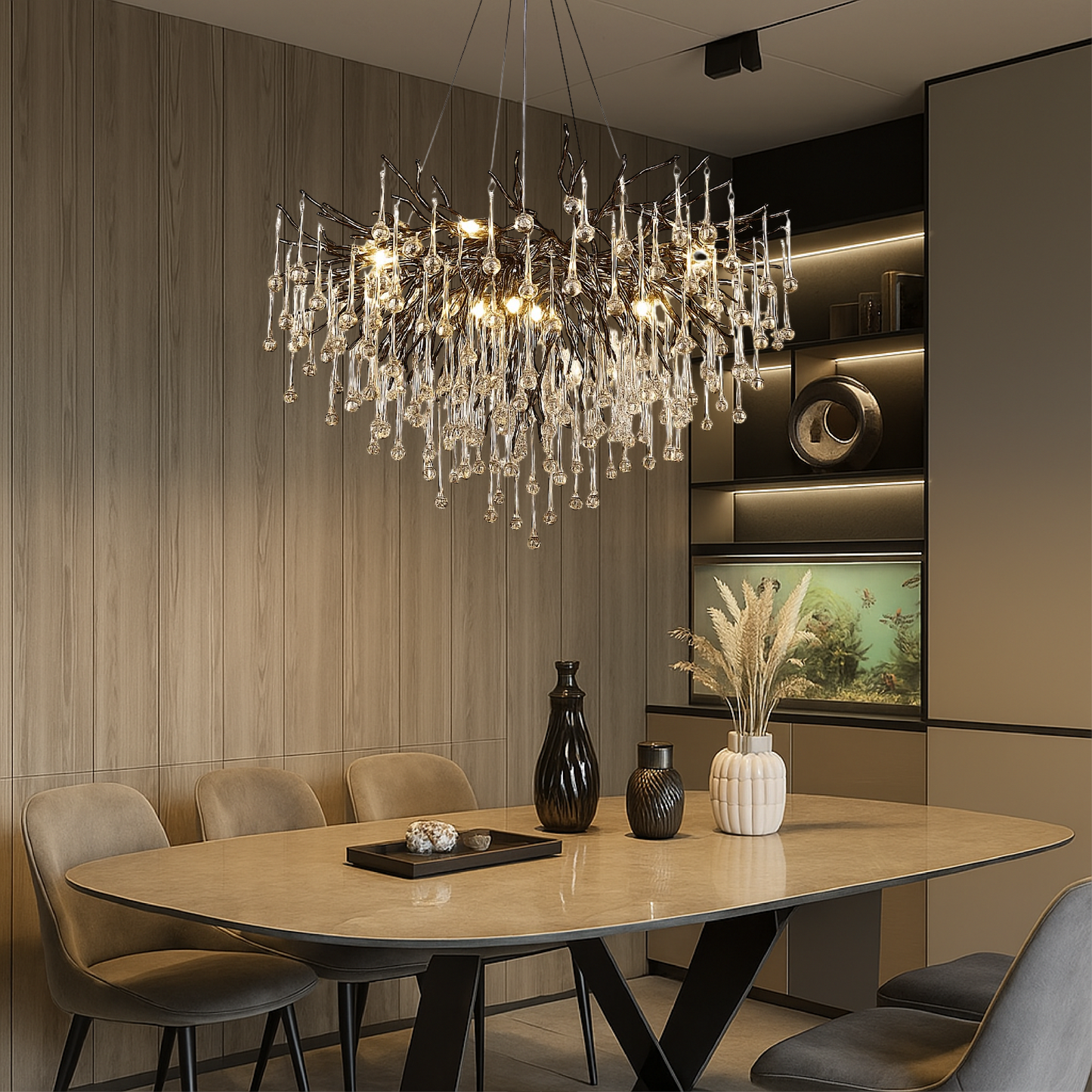 chandelier noir en goutte d'eau