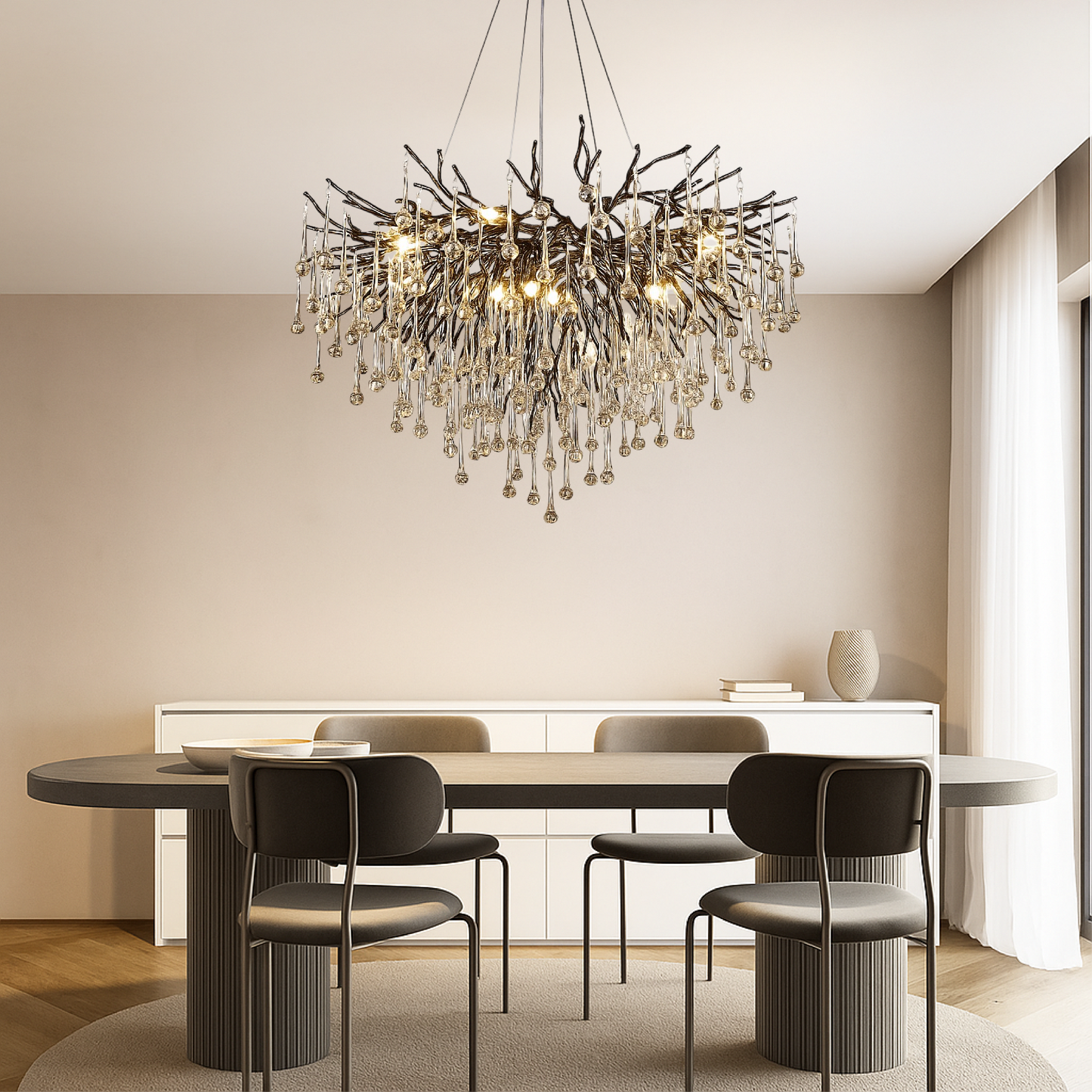 chandelier noir en goutte d'eau