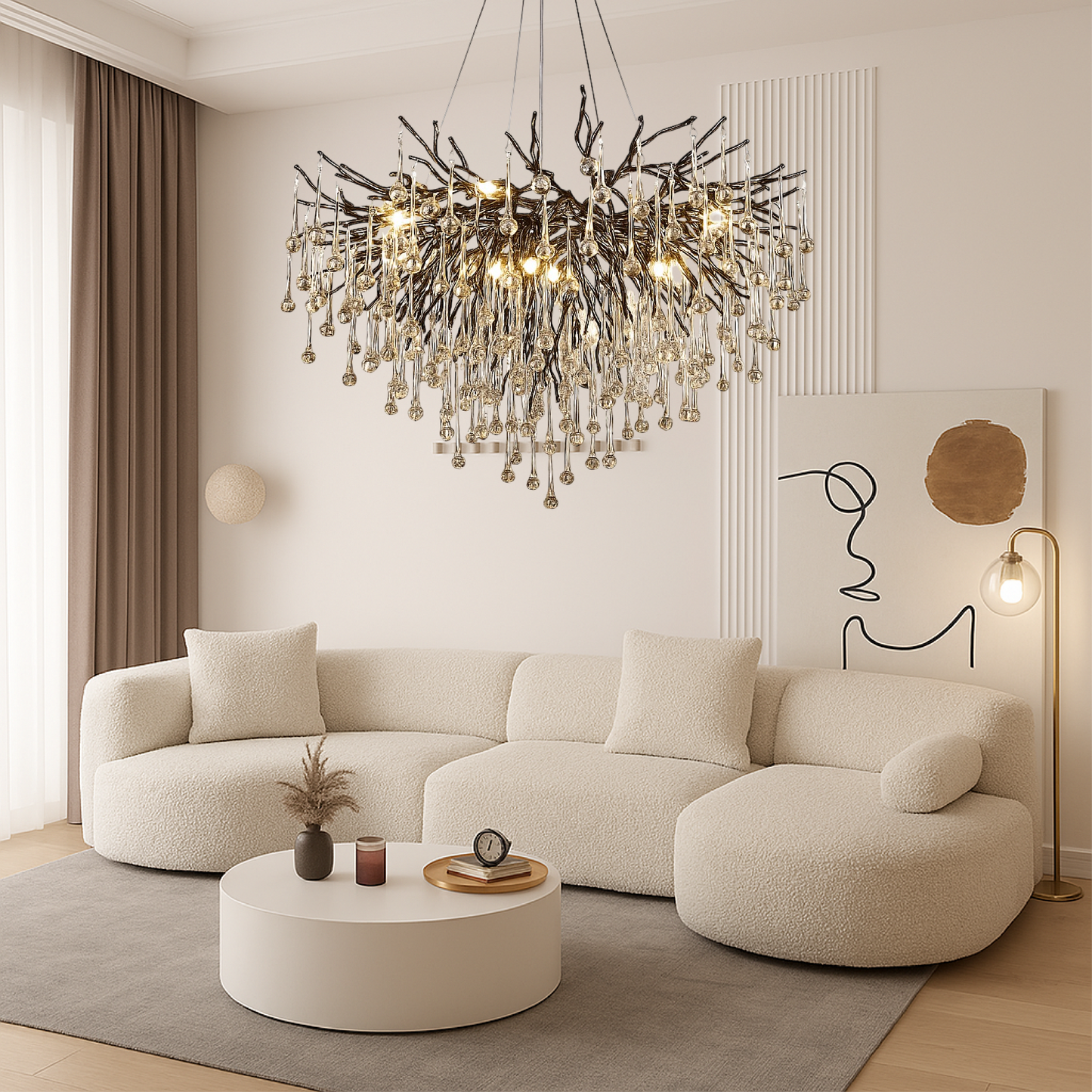 chandelier noir en goutte d'eau
