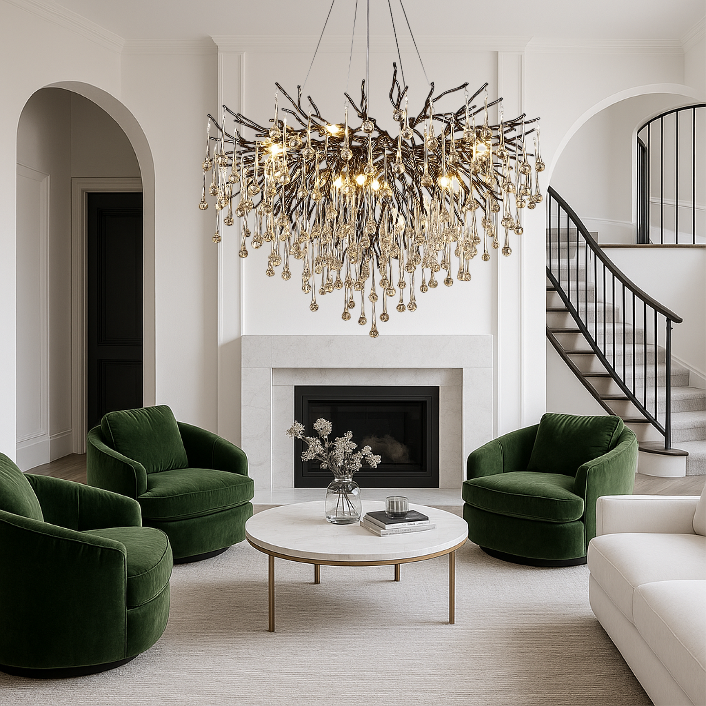 chandelier noir en goutte d'eau