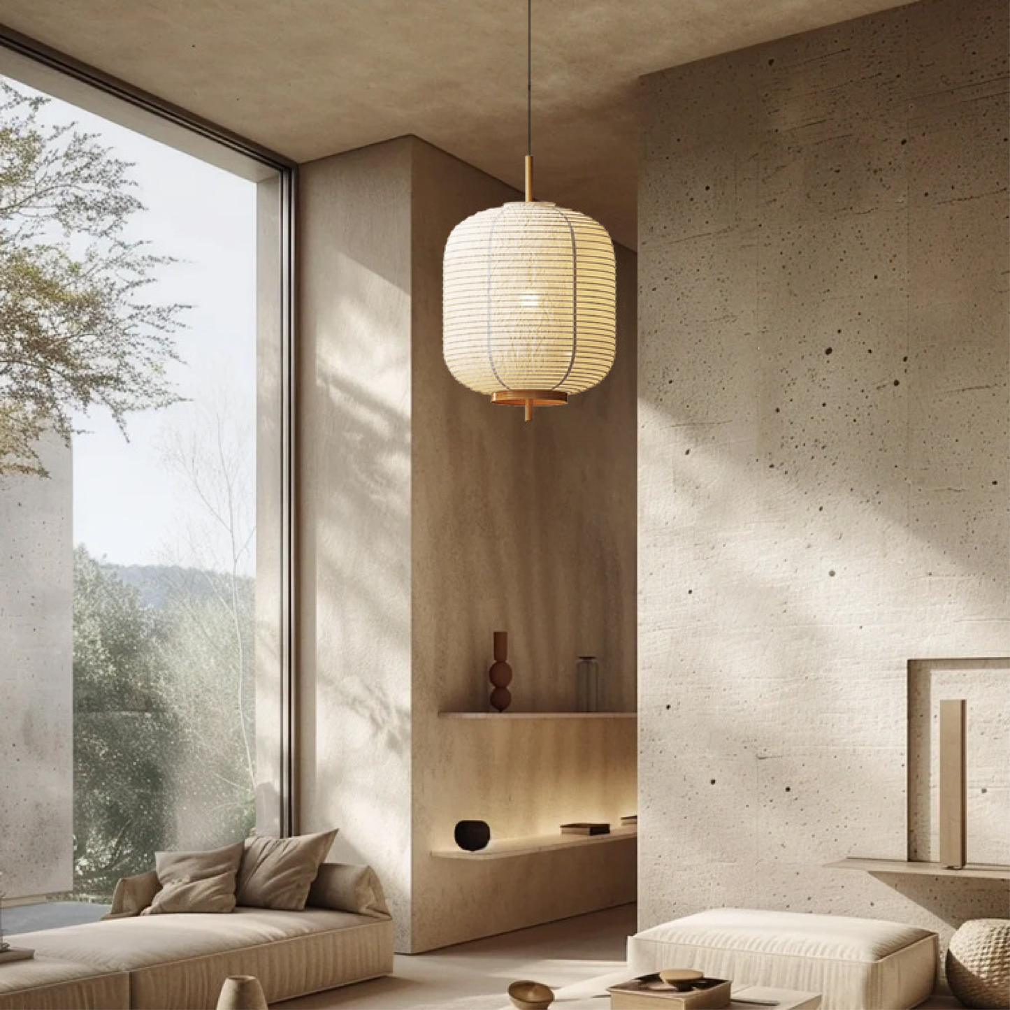 【Elegant Japanese Rice Paper Pendant Light - Create a Cozy and Stylish Atmosphere】